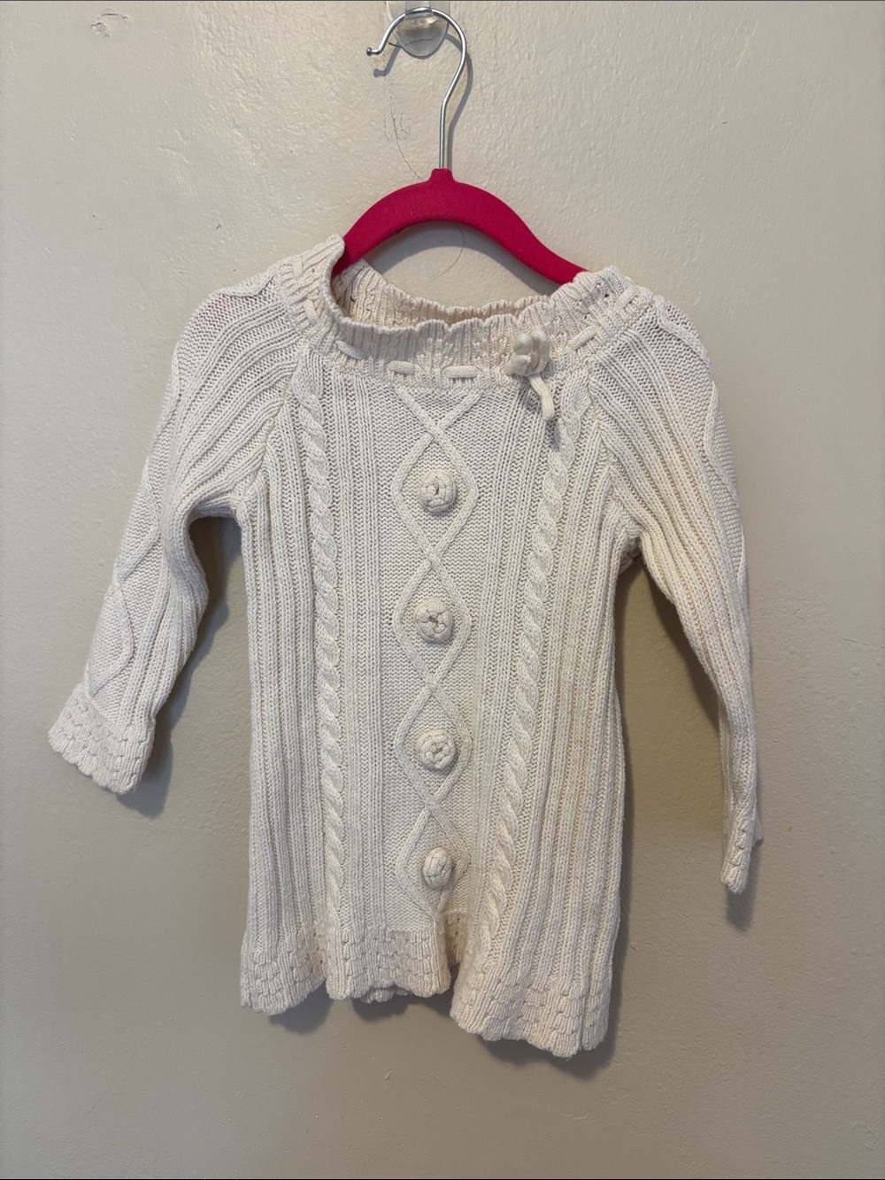 GAP Cream Cable Knit Toddler Hooded Sweater